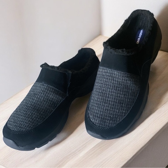 LANDS’ END Sherpa Lined Suede All Weather Black Mule Size 10 Durable Gothic Goth - Picture 7 of 12